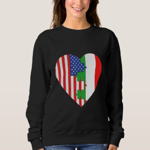 USA and Italy Flags Heart Sweatshirt