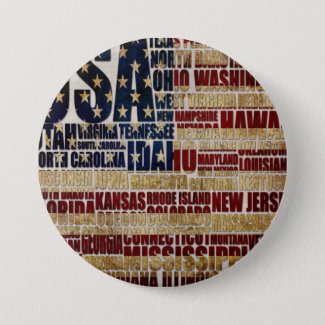 USA and its states in Stars and Stripes Button