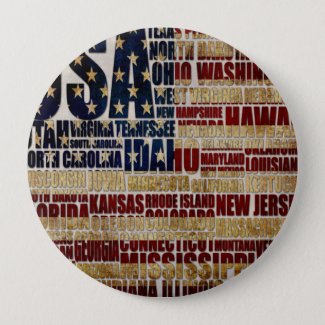 USA and its states in Stars and Stripes Button