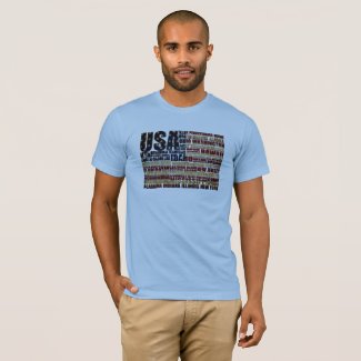 USA and its states in Stars and Stripes T-Shirt
