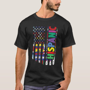 USA And Latin American Countries Flag Hispanic Her T-Shirt