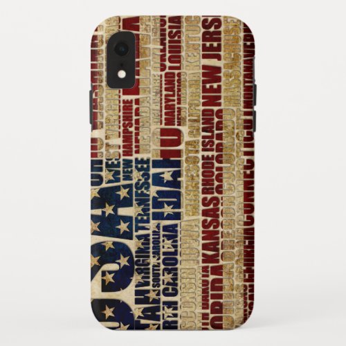 USA and their federal states in stars and stripes iPhone XR Case