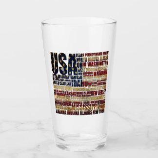 USA and their federal states in stars and stripes Glass