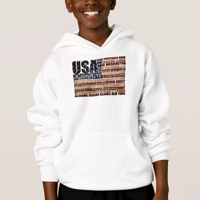 USA and their federal states in stars and stripes Hoodie (Front)