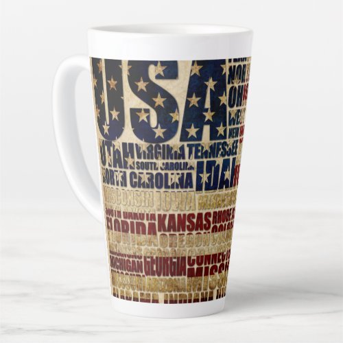 USA and their federal states in stars and stripes Latte Mug