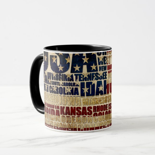 USA and their federal states in stars and stripes Mug (Front Left)