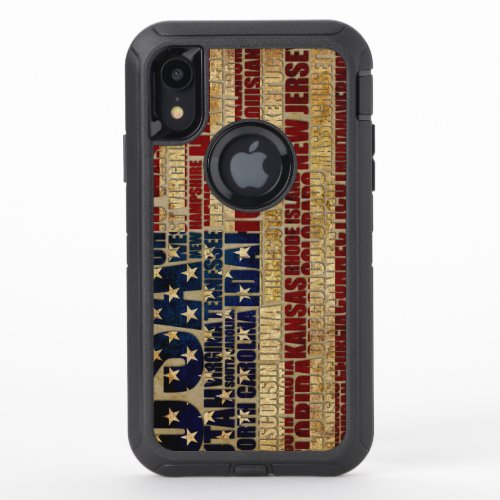 USA and their federal states in stars and stripes OtterBox Defender iPhone XR Case