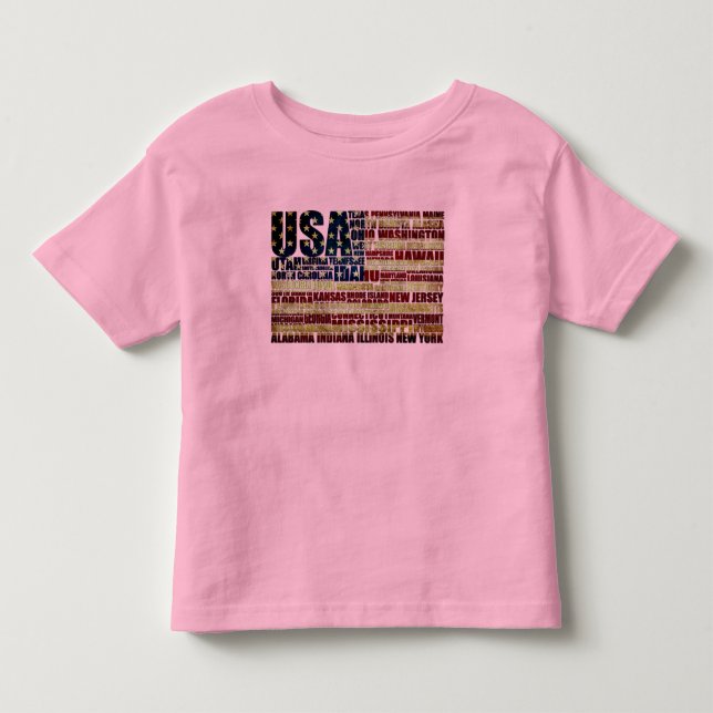 USA and their federal states in stars and stripes Toddler T-shirt (Front)