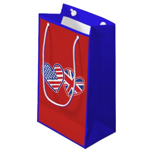 USA and UK Flag Hearts Small Gift Bag