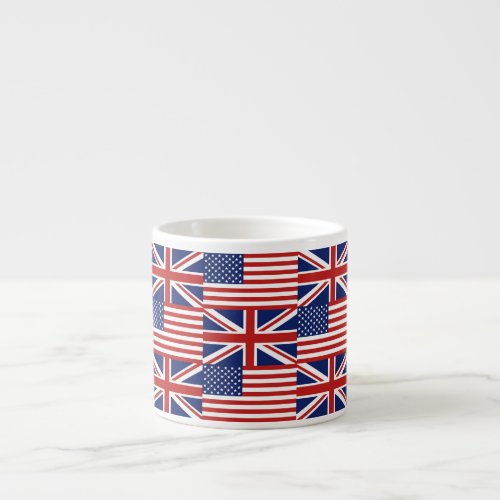 USA and UK Flag Pattern Espresso Cup