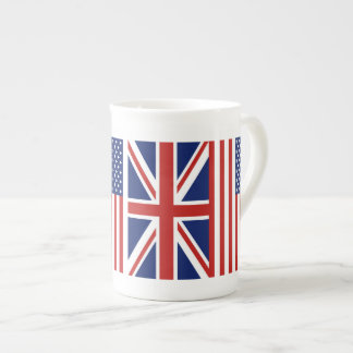 USA and UK Flags. Bone China Mug