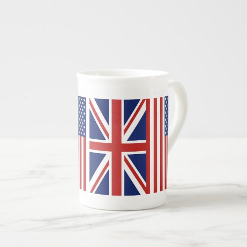 USA and UK Flags Bone China Mug