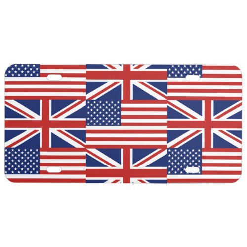 USA and UK Flags License Plate