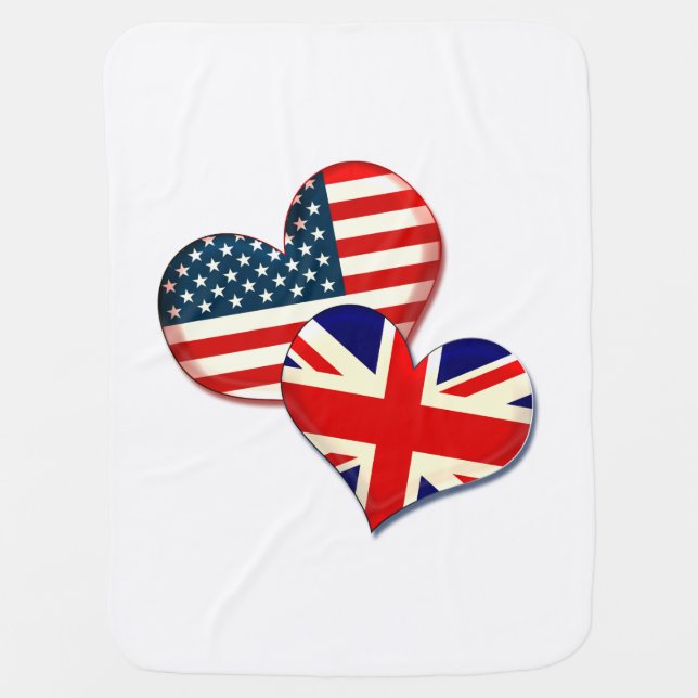 USA and UK hearts Baby Blanket (Front)