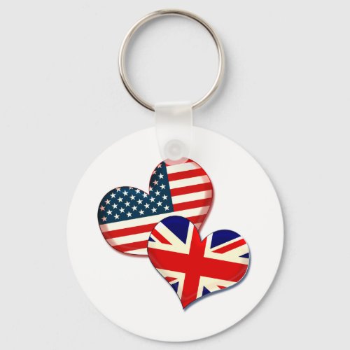 USA and UK hearts Keychain