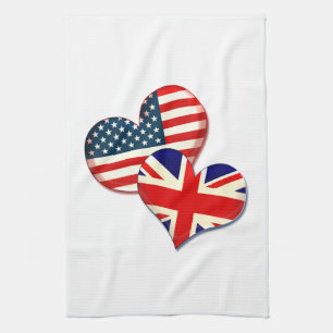 USA and UK hearts Kitchen Towel