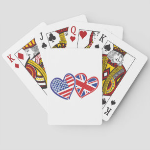 USA and UK In Hearts Showing the Love Poker Cards