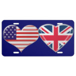 Usa And Union Jack Heart Flag License Plate at Zazzle