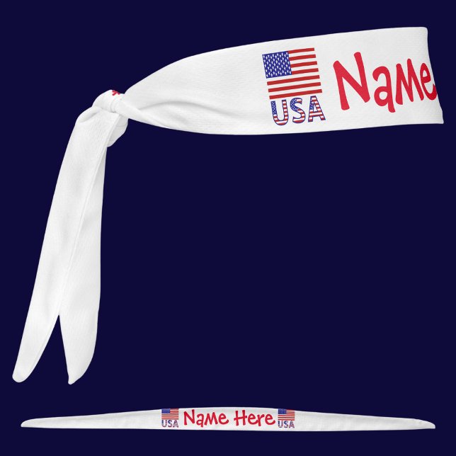 USA and United States America Flag Red Personalize Tie Headband (Creator Uploaded)