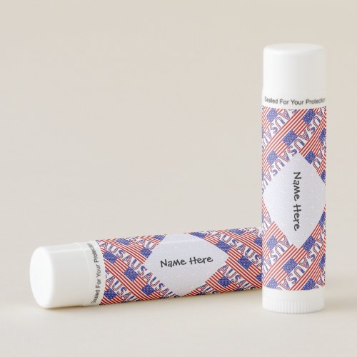 USA and United States Flag Tiled Personalized Lip Balm