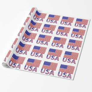 USA and United States of America Flag Gift Wrapping Paper