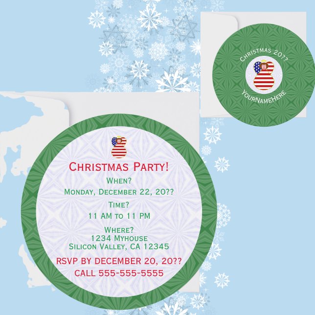 USA Angel Christmas Flag Personalized Text Invitation (Creator Uploaded)