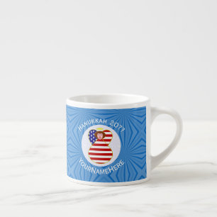 USA Angel Red Hair Hanukkah Flag Personalized Espresso Cup