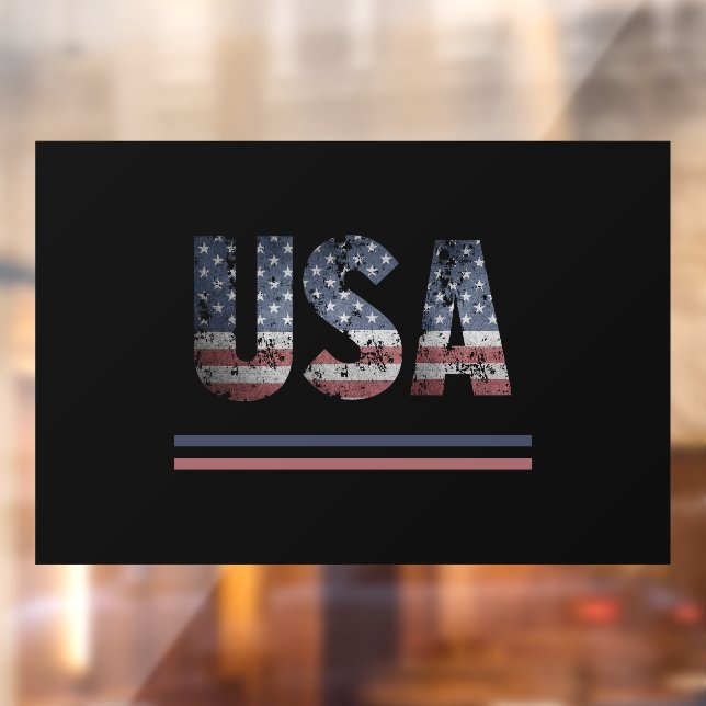 *~* USA AP16 Black Flag Grunge Patriotic American  Window Cling (Sheet 2)