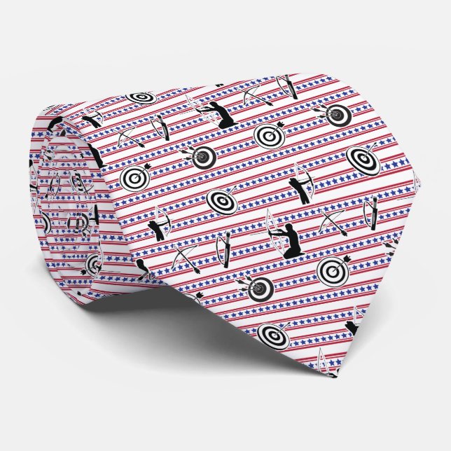 USA Archery Silhouette Pattern Neck Tie (Rolled)