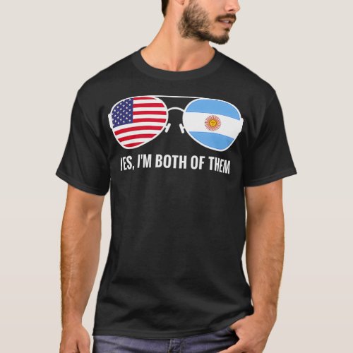 USA Argentina Flag Sunglasses Argentinian apparel  T_Shirt