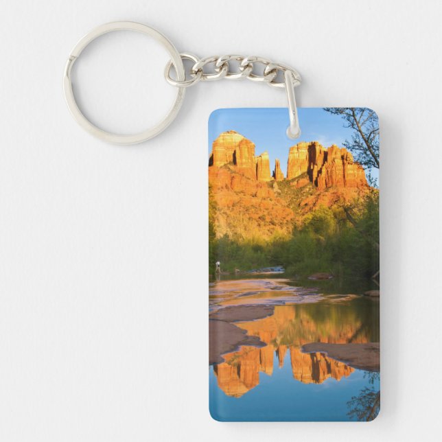 USA, Arizona. Cathedral Rock At Sunset Keychain (Front)
