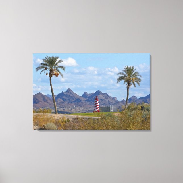 USA, Arizona, Lake Havasu City. Lighthouse next Canvas Print (Front)