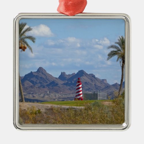 USA Arizona Lake Havasu City Lighthouse next Metal Ornament