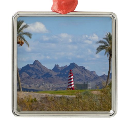 USA, Arizona, Lake Havasu City. Lighthouse next Metal Ornament
