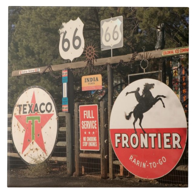 USA, Arizona, Sedona: Antique Advertising Signs Ceramic Tile (Front)
