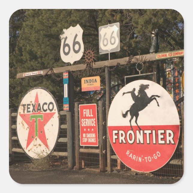 USA, Arizona, Sedona: Antique Advertising Signs Square Sticker (Front)