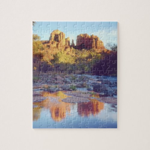 USA Arizona Sedona Cathedral Rock reflecting Jigsaw Puzzle