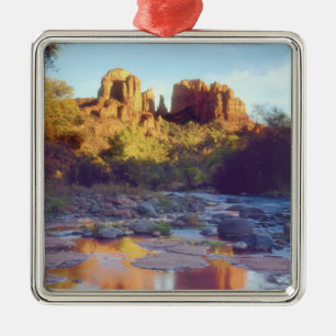 USA, Arizona, Sedona. Cathedral Rock reflecting Metal Ornament