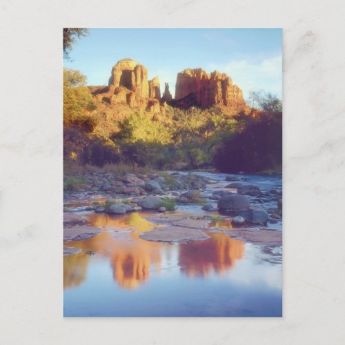 USA Arizona Sedona Cathedral Rock reflecting Postcard