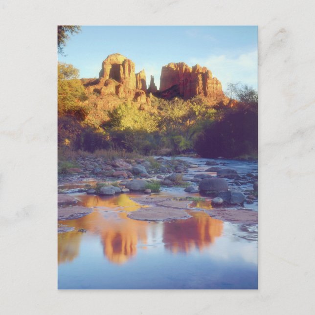 USA, Arizona, Sedona. Cathedral Rock reflecting Postcard (Front)