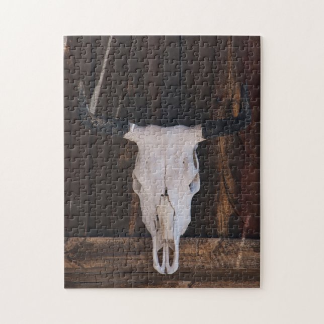 USA, Arizona. Skull On A Shop Wall Jigsaw Puzzle (Vertical)