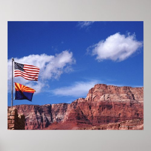 USA Arizona Tow flags in Grand Canyon National Poster