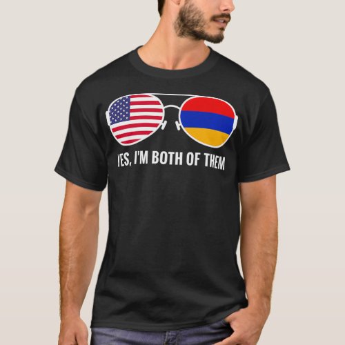 USA Armenia Flag Sunglasses Armenian Americans eer T_Shirt