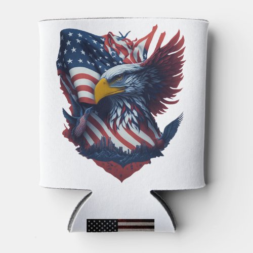 USA Art Eagle Freedom Patriotism Red White Blue Can Cooler
