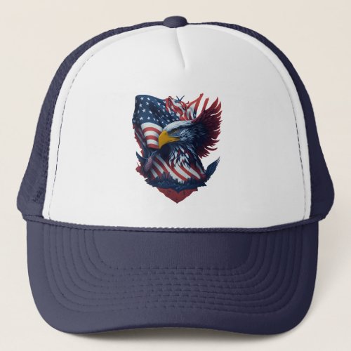 USA Art Eagle Freedom Patriotism Red White Blue Trucker Hat