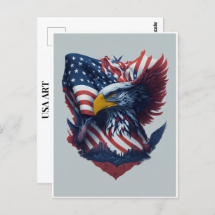 USA Art Eagle Red White Blue Freedom Patriotism Postcard