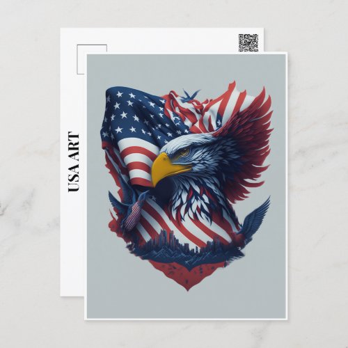 USA Art Eagle Red White Blue Freedom Patriotism Postcard