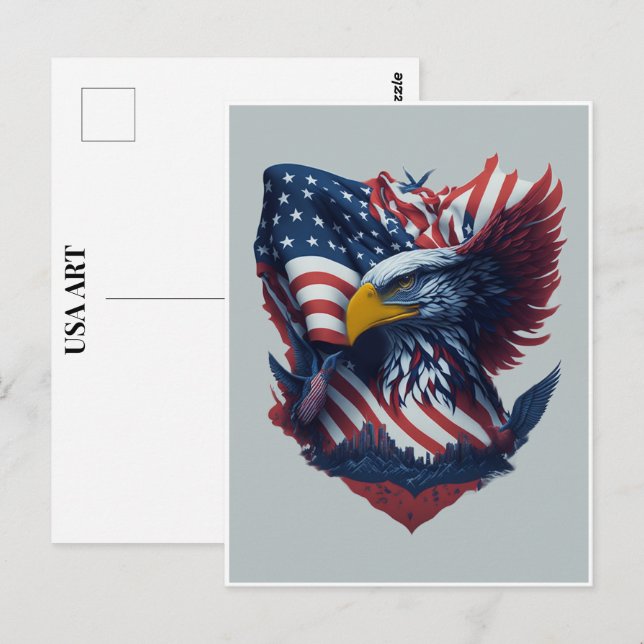 USA Art Eagle Red White Blue Freedom Patriotism Postcard (Front/Back)
