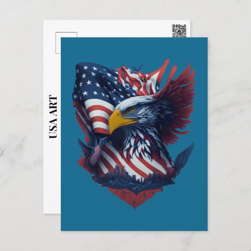 USA Art Eagle Red White Blue Patriotism Freedom Postcard