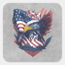 USA Art Freedom Patriotism Eagle Red White & Blue  Square Sticker